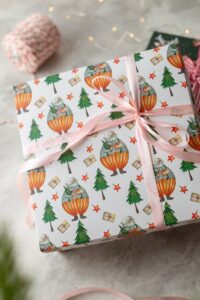 emballage cadeau floral blanc, vert et jaune
