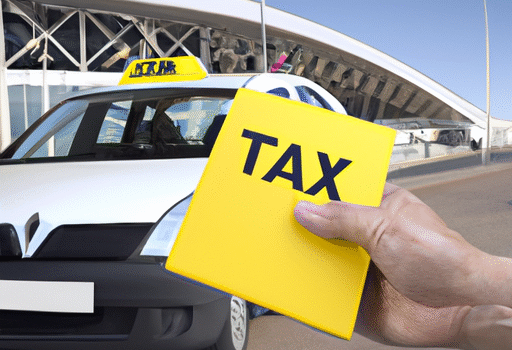 Photo réaliste d'un passager qui reçoit un reçu d'un chauffeur de taxi devant le terminal d'Orly, avec la plaque du véhicule et le macaron chauffeur visibles pour illustrer les vérifications avant montée.